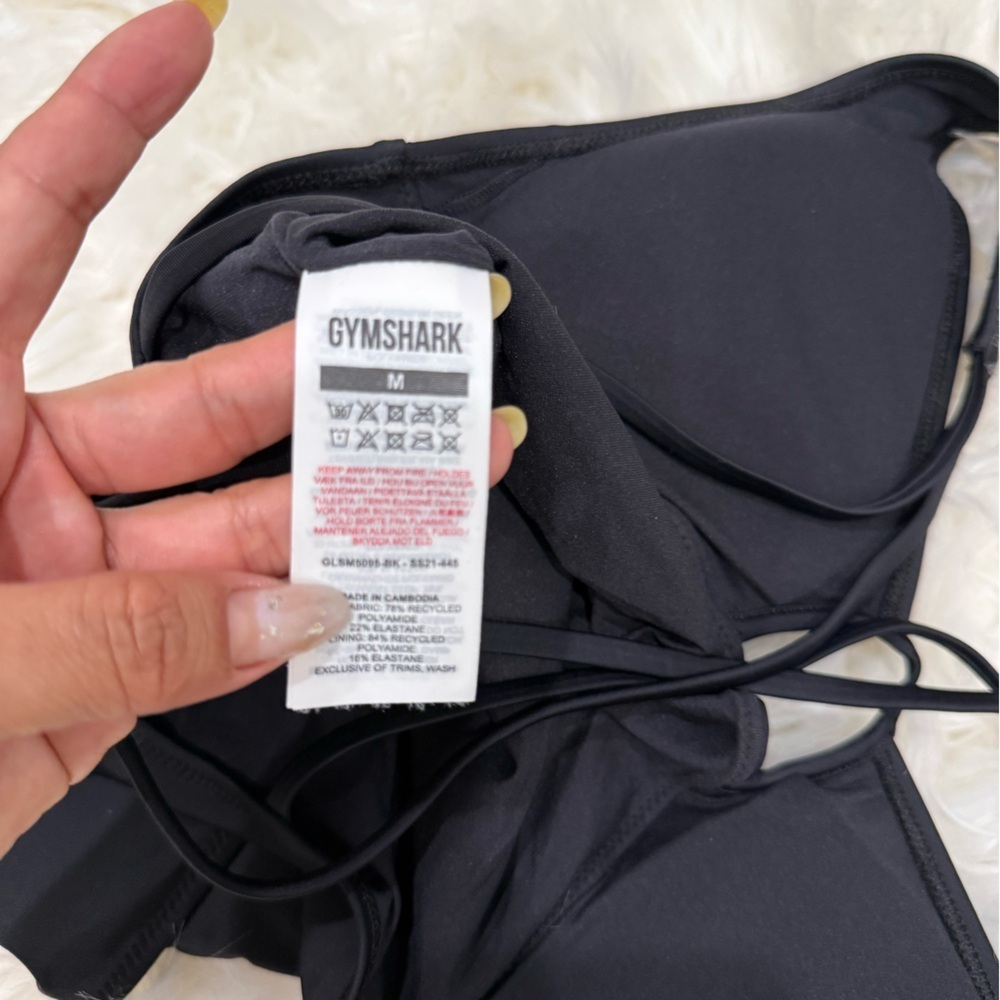 Gymshark Black Cutout One-Piece Swimsuit Strappy Back Medium - Picture 8 of 10